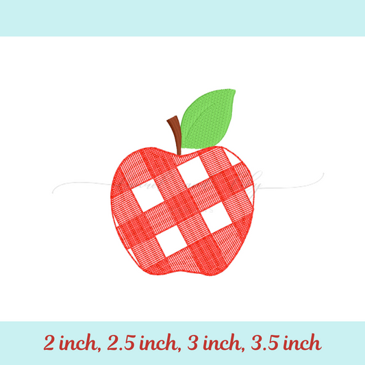 Gingham Apple Embroidery Design, Machine Embroidery Design