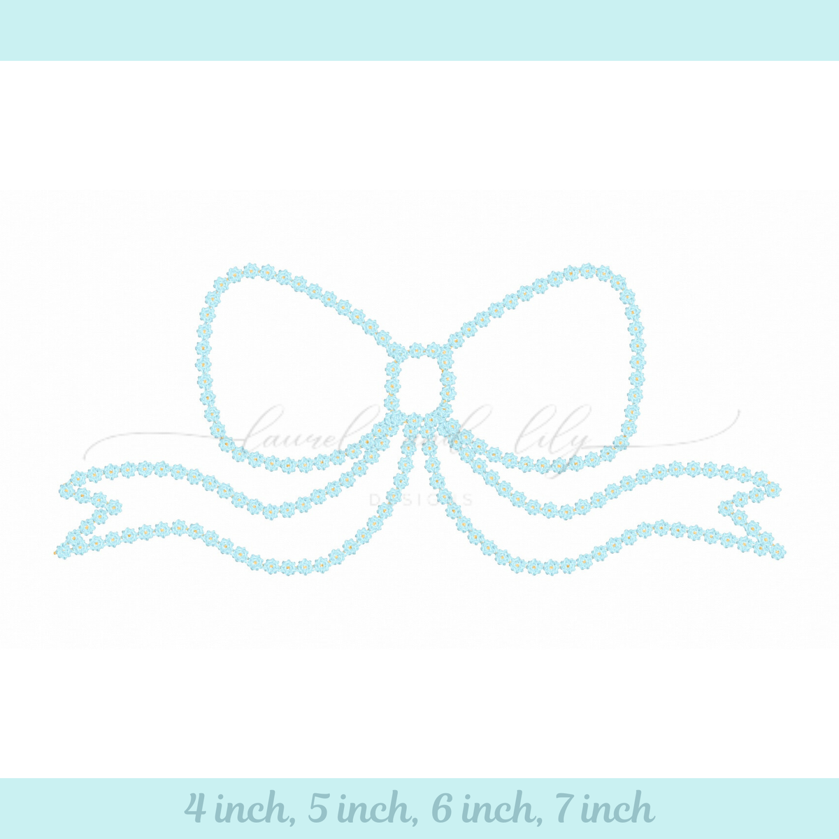 Bethany Bow French Knot Applique, Machine Embroidery Design: Long Tail Bow (Digital Download)