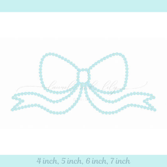 Bethany Bow French Knot Applique, Machine Embroidery Design: Long Tail Bow (Digital Download)