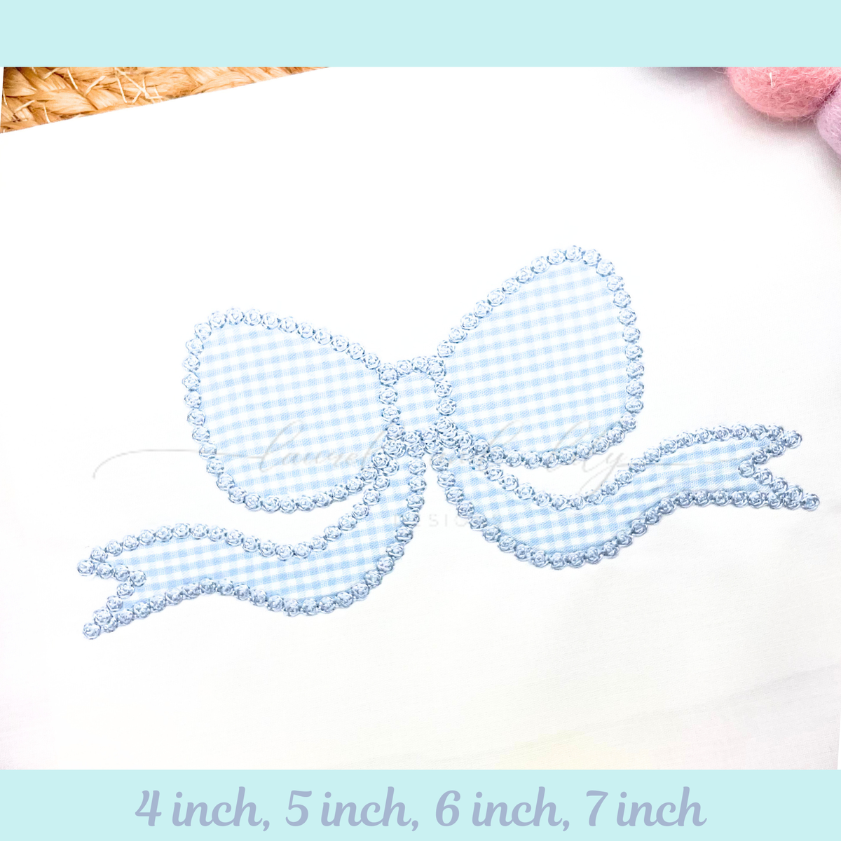 Bethany Bow French Knot Applique, Machine Embroidery Design: Long Tail Bow (Digital Download)