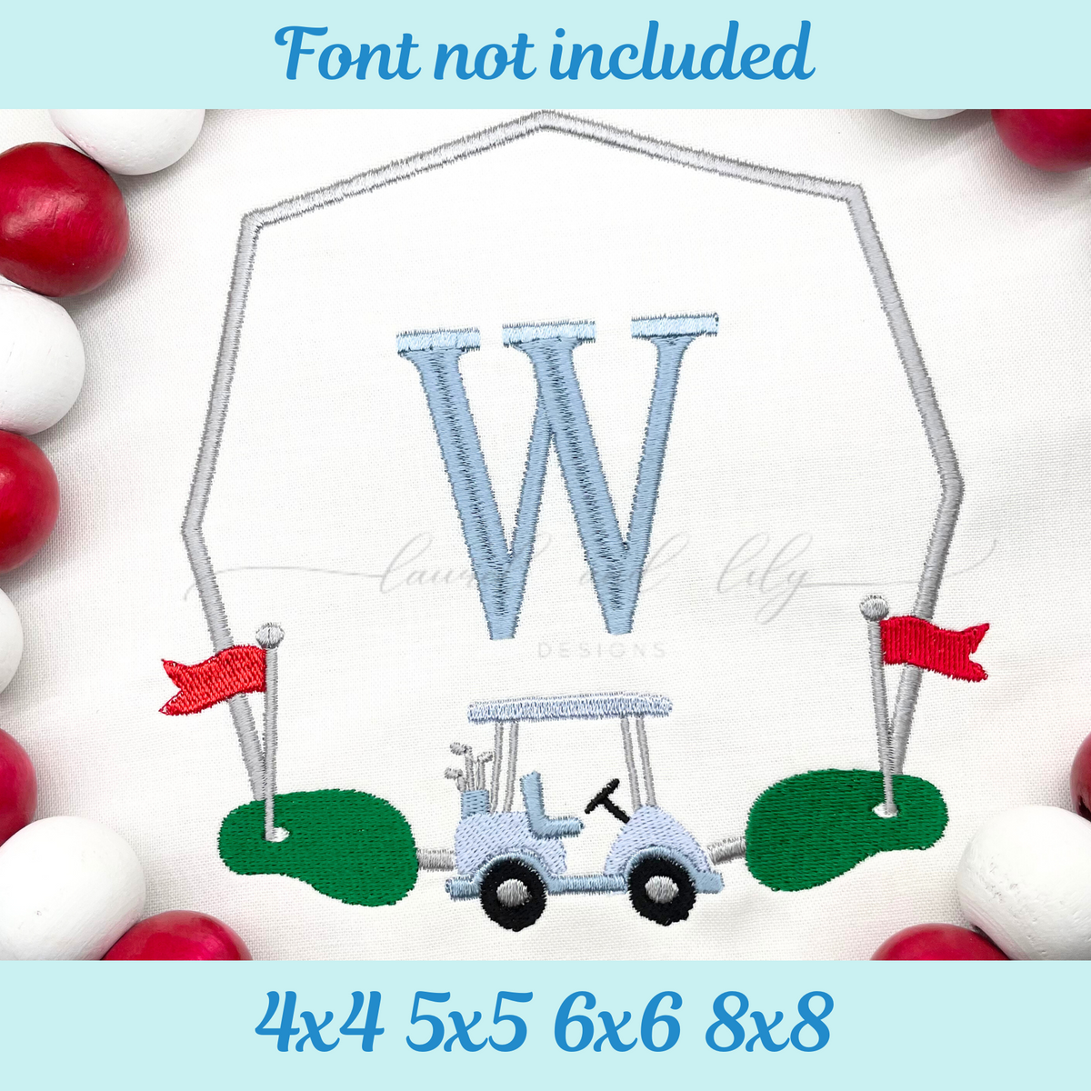 Golf Cart Embroidery Frame, Machine Embroidery Design, Golf Tee Embroidery, Boy Monogram Frame