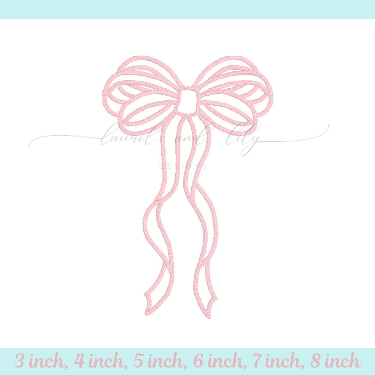 Long Tail Bow Satin Stitch Embroidery Design, Machine Embroidery Design, Not Applique (Digital Download)