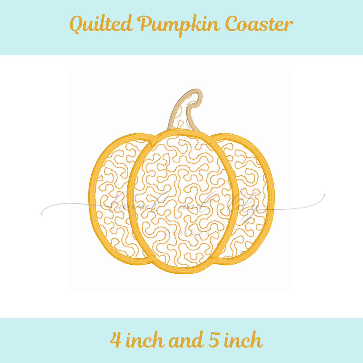 Quilted Pumpkin Coaster Embroidery, Machine Embroidery Design, In the Hoop (Digital Download)