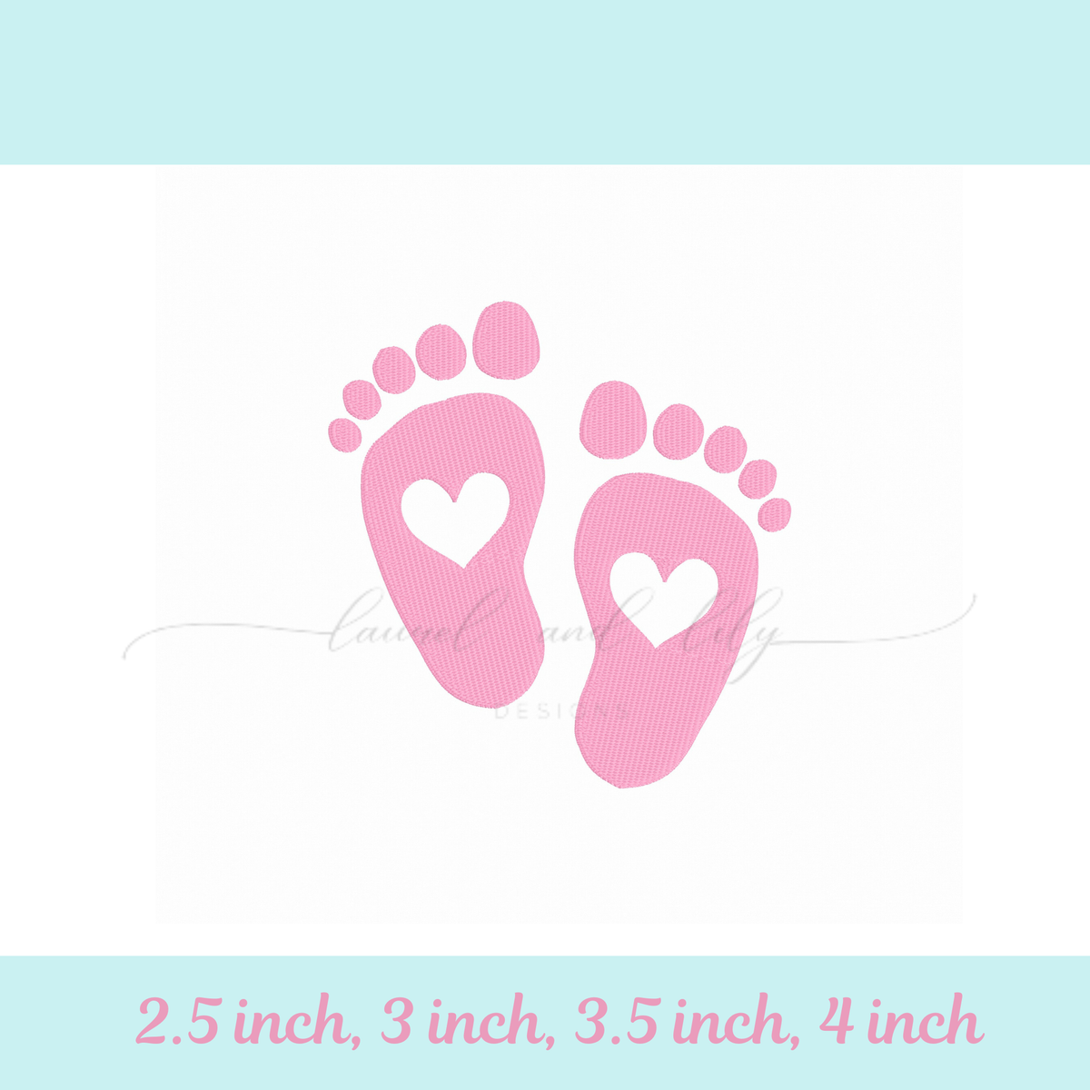 Baby Feet with Hearts Embroidery Design, Machine Embroidery Design, Fill Stitch, Baby Embroidery (Digital Download)