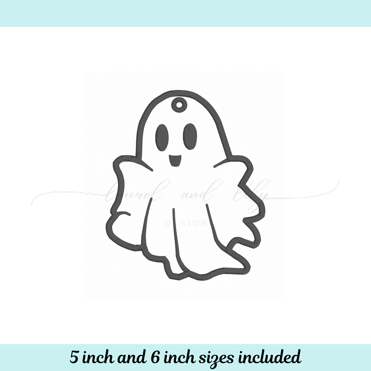 Ghost Bag Tag Embroidery, Machine Embroidery Design, In the Hoop Bag Tag, Halloween Embroidery (Digital Download)