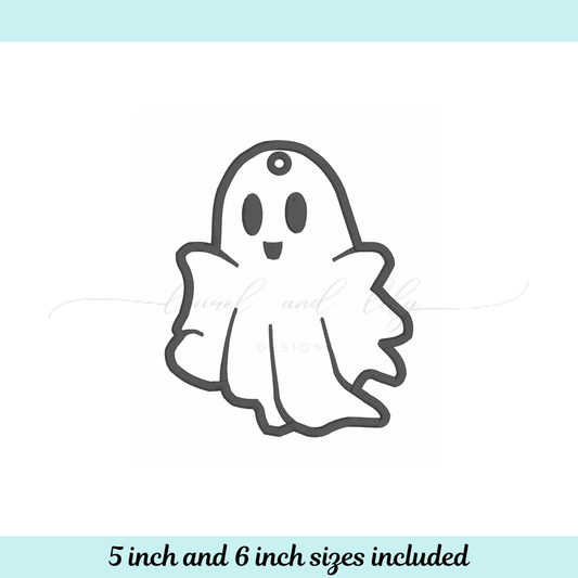 Ghost Bag Tag Embroidery, Machine Embroidery Design, In the Hoop Bag Tag, Halloween Embroidery (Digital Download)