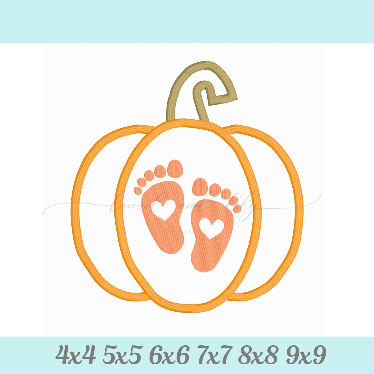 Pumpkin with Baby Feet Embroidery Design, Machine Embroidery (Digital Download)