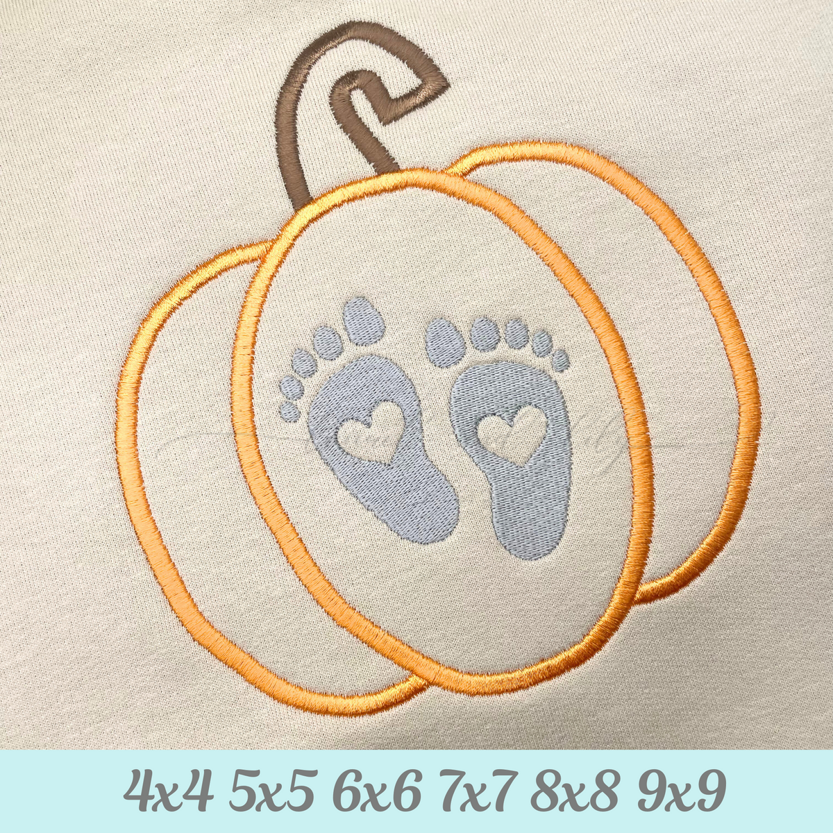 Pumpkin with Baby Feet Embroidery Design, Machine Embroidery (Digital Download)