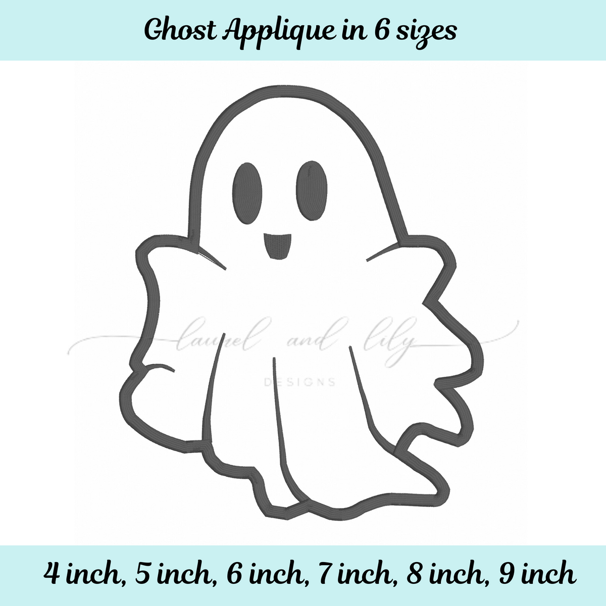 Ghost Applique, Machine Embroidery Design, Satin Stitch Ghost, Halloween Embroidery (Digital Download)