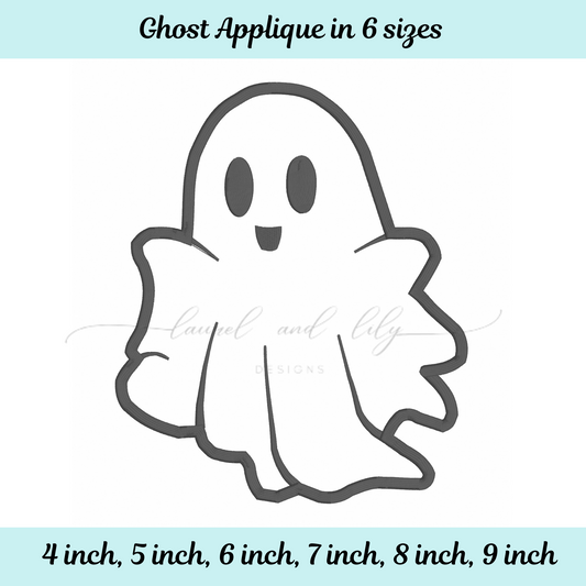 Ghost Applique, Machine Embroidery Design, Satin Stitch Ghost, Halloween Embroidery (Digital Download)