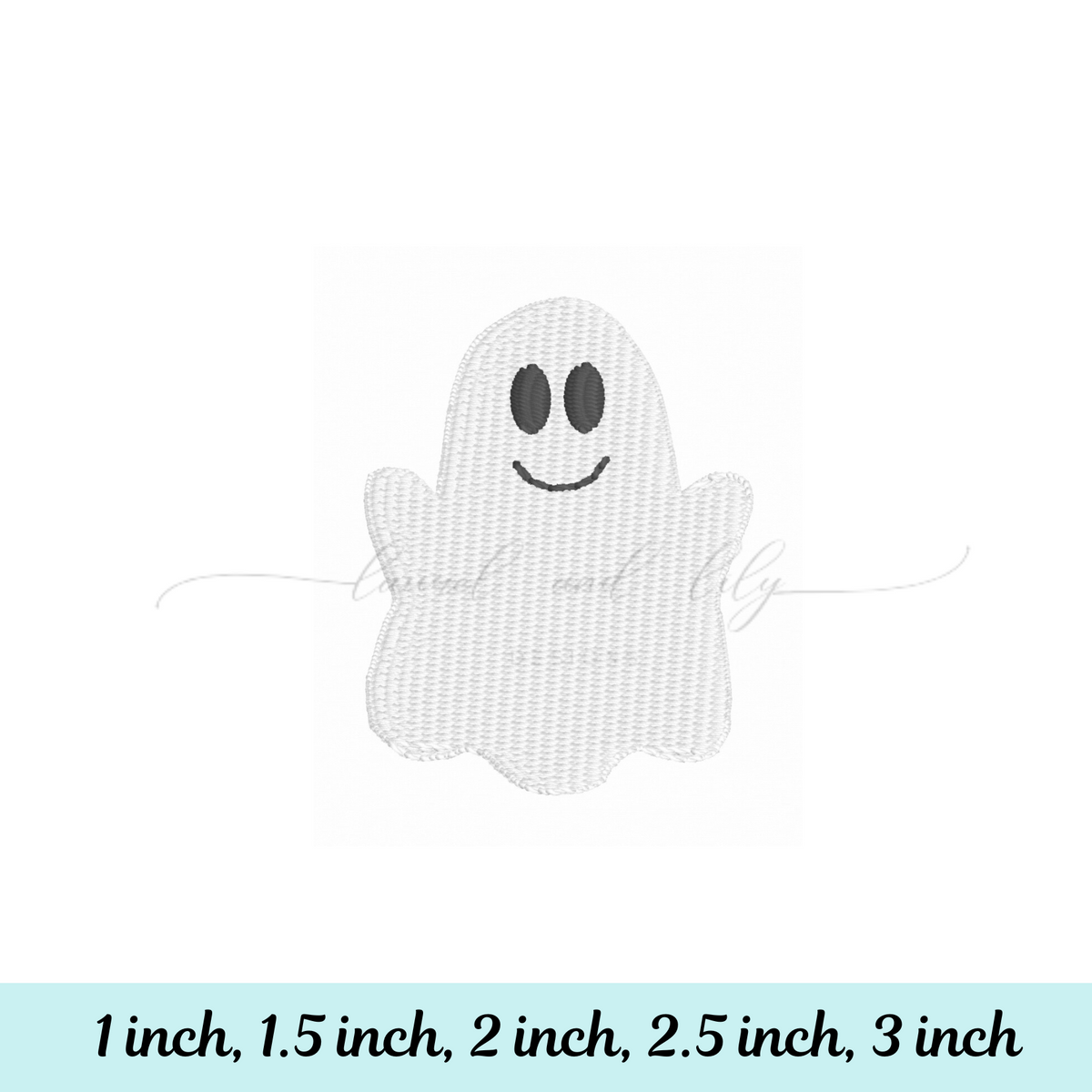 White ghost embroidery on a white background