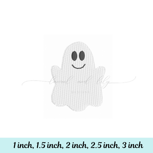 White ghost embroidery on a white background