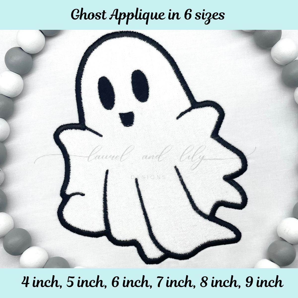 Ghost Applique, Machine Embroidery Design, Satin Stitch Ghost, Halloween Embroidery (Digital Download)