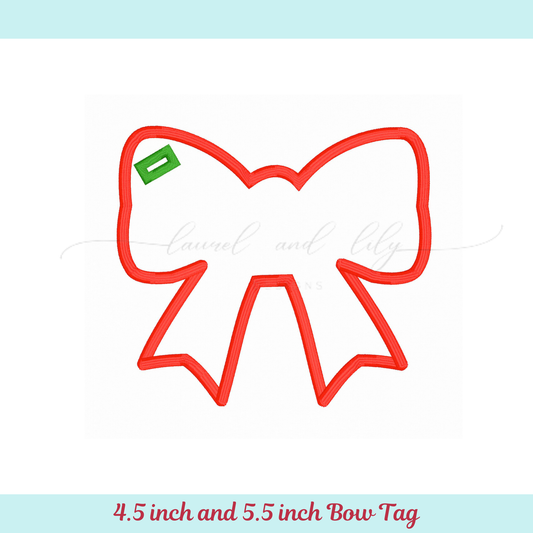 Bow Bag Tag, In the Hoop Embroidery, Machine Embroidery Design, ITH Design (Digital Download)