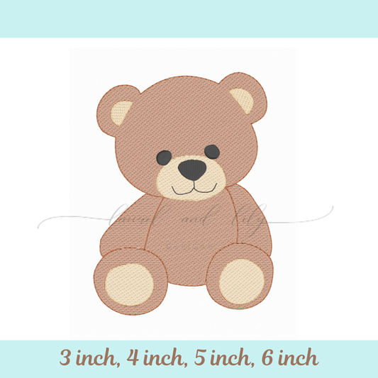 Teddy Bear Sketch Embroidery Design, Machine Embroidery Design, Bear Sketch Stitch (Digital Download)
