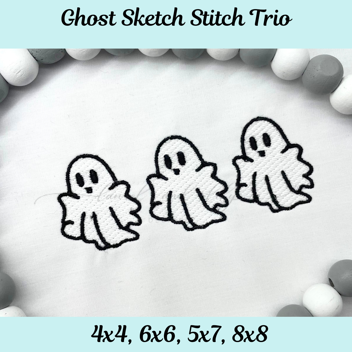 Ghost Sketch Stitch Trio, Machine Embroidery Design (Digital Download)