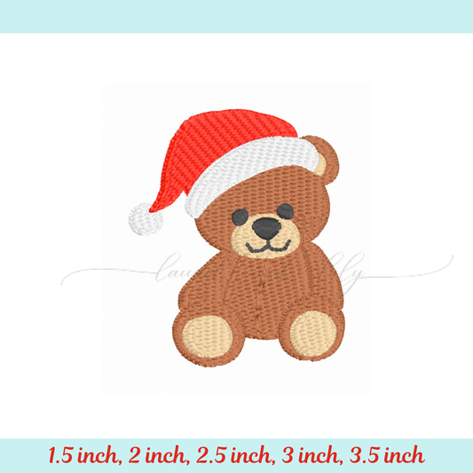 Mini Santa Bear Machine Embroidery Design, Christmas Teddy Bear Mini Fill Stitch (Digital Download)