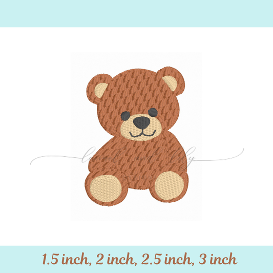 Teddy Bear Mini Fill Stitch Embroidery Design, Machine Embroidery Design (Digital Download)