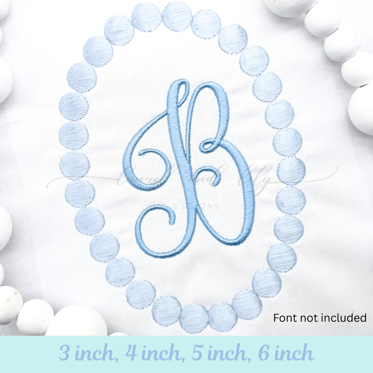 Raised Dot Circle Monogram Frame, Machine Embroidery Design, Initial Frame in 4 sizes (Digital Download)
