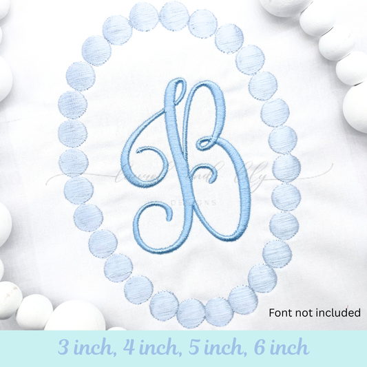 Raised Dot Circle Monogram Frame, Machine Embroidery Design, Initial Frame in 4 sizes (Digital Download)