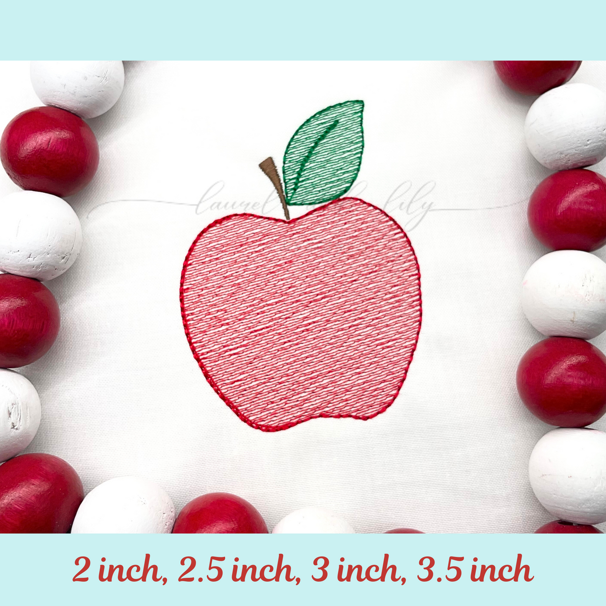 Apple Sketch Embroidery Design - 2 inch, 2.5 inch, 3 inch, 3.5 inch