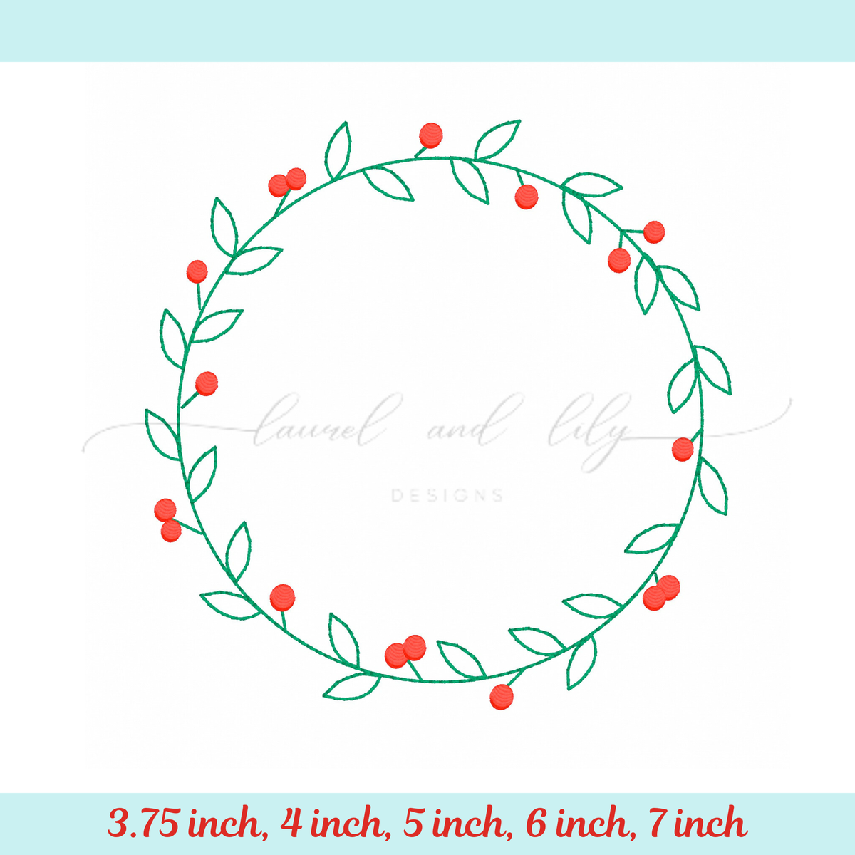 Berry Wreath Embroidery Frame, Monogram Frame, Machine Embroidery Design (Digital Download)