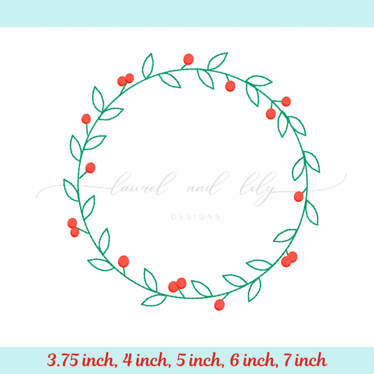 Berry Wreath Embroidery Frame, Monogram Frame, Machine Embroidery Design (Digital Download)