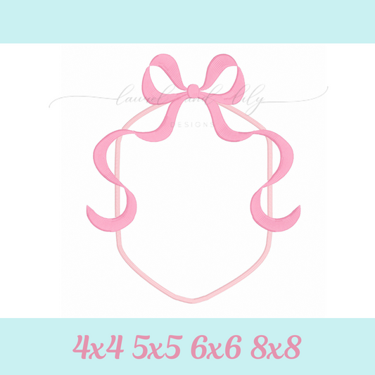 Olivia Bow Monogram Frame, Machine Embroidery Design, Girl Embroidery
