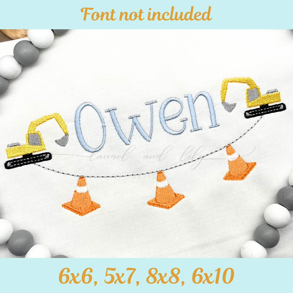 Excavator Bunting Machine Embroidery Design, Construction Embroidery Design