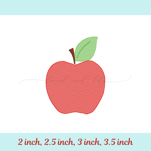 Apple Sketch Embroidery Design - 2 inch, 2.5 inch, 3 inch, 3.5 inch