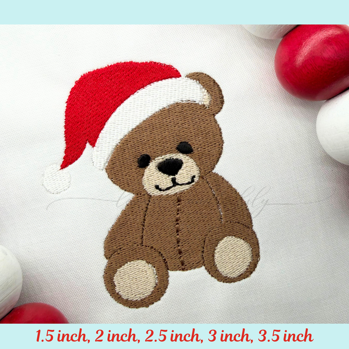 Mini Santa Bear Machine Embroidery Design, Christmas Teddy Bear Mini Fill Stitch (Digital Download)
