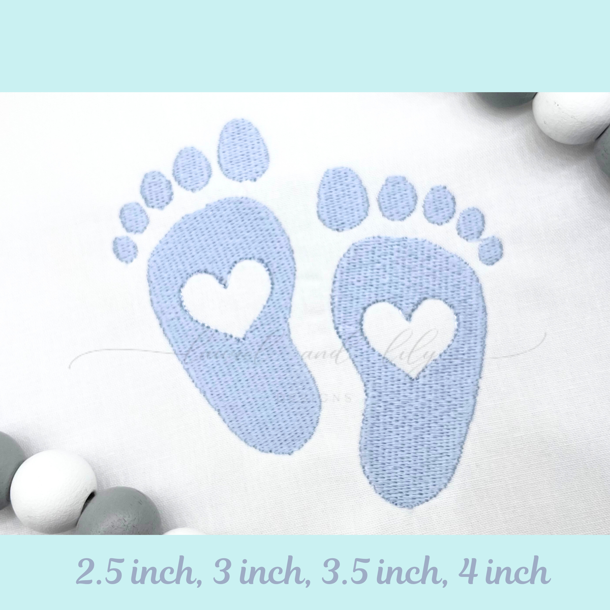 Baby Feet with Hearts Embroidery Design, Machine Embroidery Design, Fill Stitch, Baby Embroidery (Digital Download)
