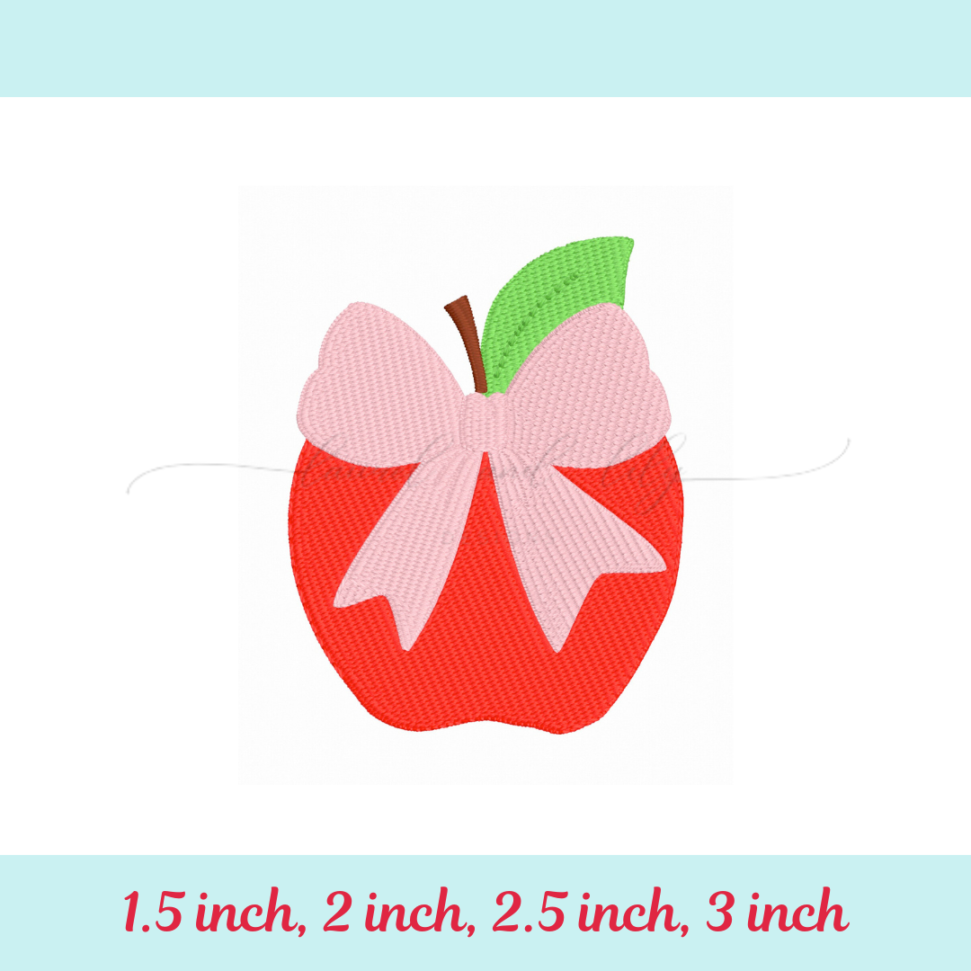 Mini Apple with Bow Fill Stitch