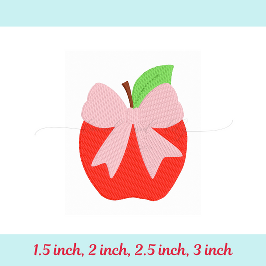 Mini Apple with Bow Fill Stitch