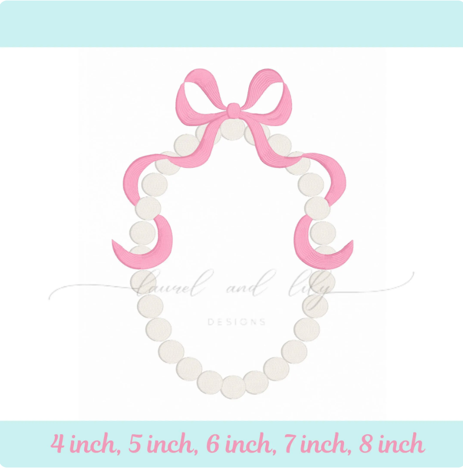Bow Monogram Frame, Machine Embroidery Design, Long Tail Bow Frame, Circle Frame, Coquette Bow Embroidery (Digital Download)