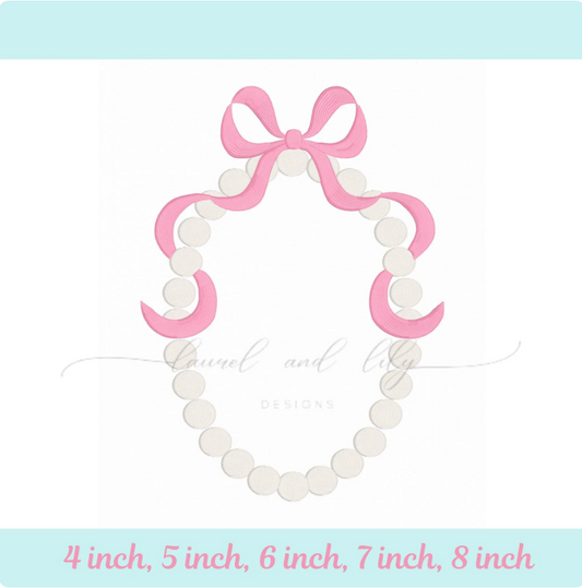 Bow Monogram Frame, Machine Embroidery Design, Long Tail Bow Frame, Circle Frame, Coquette Bow Embroidery (Digital Download)