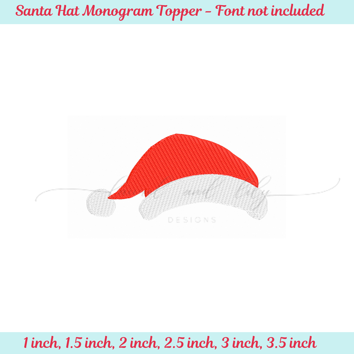 Mini Santa Hat Machine Embroidery Design: Mini Fill Stitch, Santa Hat Monogram Topper (Digital Download)