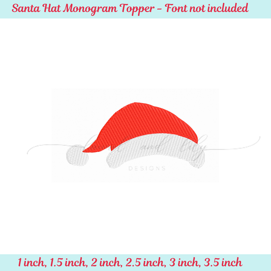 Mini Santa Hat Machine Embroidery Design: Mini Fill Stitch, Santa Hat Monogram Topper (Digital Download)