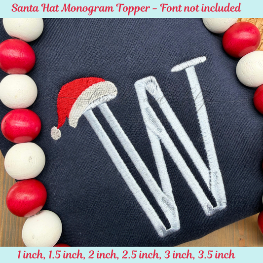 Mini Santa Hat Machine Embroidery Design: Mini Fill Stitch, Santa Hat Monogram Topper (Digital Download)