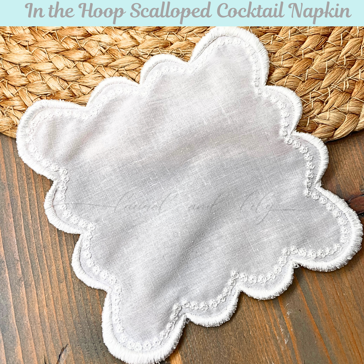 Cocktail Napkin Embroidery, Machine Embroidery Design, French Knot Napkin In the Hoop Embroidery (Digital Download)